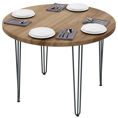 LAMO Manufaktur Esstisch rund 100 cm | Wohnzimmertisch Holz, Bistrotisch | Runder Tisch für Küche, Restaurant | Stärke: 40mm, Farbe: Nussbaum, Beine: Anthrazit