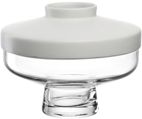LEONARDO HOME Riva Vase • 1 Stück • Glasvase für kreative Blumenarrangements • ⌀7,4 cm • Stilvolle Blumenvase aus Keramik & Glas • Modernes Design für den Wohnbereich • Höhe 16,5 cm • weiß • 055266