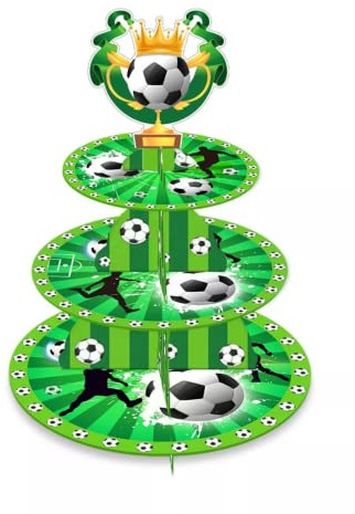 3-Tier Soccer Cupcake Stand, Football Party Cake Display, Football Themed Party Cake Stand