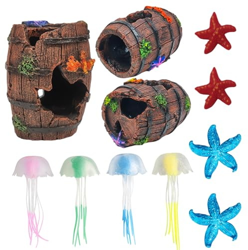 CJAPGJW 9-teiliges Set, Aquarium Deko, mit Höhlen und Verstecken, Dekoration für Aquarien und Terrarien, Natürliche Gestaltung für Fische und Reptilien, Aquarium Deko
