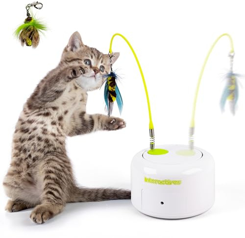 ALL FOR PAWS Automatisches Katzen Spielzeug Interaktiv Bewegungsmelder Insekten Feder Zauberstab Langeweile Wohnungskatze Kätzchen Spielmaus