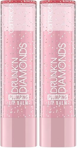 Catrice Drunk'n Diamonds Plumping Lip Balm, Nr. 020, Nude, feuchtigkeitsspendend, pflegend, vergrößernd, glänzend, vegan, ohne Parabene, ohne Mikroplastikpartikel, Nanopartikel frei, 2er Pack (3.5g)