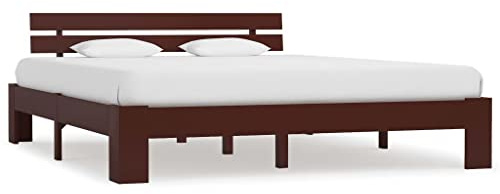 Massbinet Holzbett hochwertiges Holzbett aus Eiche mit Kopfteil Bettgestell in Natur geölt Bettrahmen geeignet als Doppelbett Futonbett Massivholzbett Dunkelbraun Kiefer 180x200 cm
