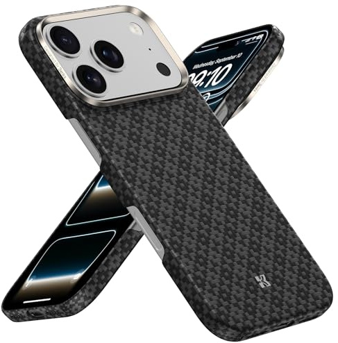 BENKS Ultra Dünn für iPhone 17 Pro Max Hülle für MagSafe, Aus Dupont Kevlar Aramidfaser Gefertigt, Handyhülle iPhone 17 Pro Max Case Stoßfest Kratzfest Slim iPhone Hülle, Obsidian Schwarz