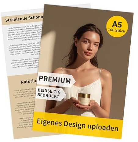 Flyer - 100 Stück - A5 - hoch - beidseitig - Premium 250g matt | Flyer drucken, 100 Stück, A5, Hochformat, Premium, 250g Papier, beidseitig, matt