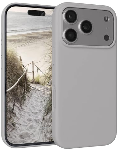 EAZY CASE Premium Silikon Hülle für iPhone 17 Pro - Handyhülle, Stoßfest, Schutzhülle mit Kameraschutz, Kratzfester weicher Mikrofaser-Innenfutter, Slim Silikon Cover Case Bumper - Hellgrau Grau