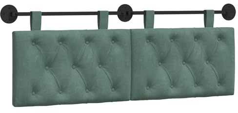 vidaXL Hängendes Kopfteil Meergrün Samt, Schlafzimmer, modernes Wand-Kopfteil, rechteckig mit Samtbezug, gesteppt, Holzwerkstoff, platzsparende Dekoration