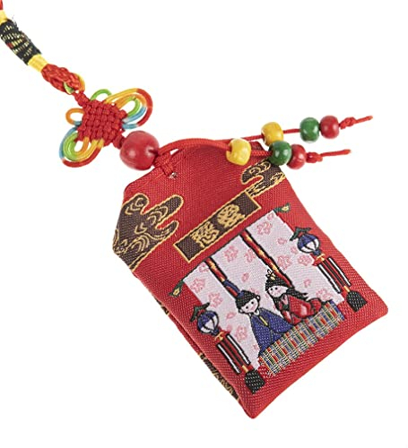 lachineuse – Omamori japonés para el Amor y la Amistad – Portafelicidad Japonesa para Colgar – Amuleto japonés Tradicional – Amuleto Tradicional – Color Rojo – Regalo de Japón Asia – Fortuna, Suerte
