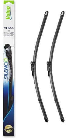 VALEO Silencio Wischer - VF454 - Leistungsstarke, hervorragende Sicht auf der Straße, einfache Montage - originale Flachblätter 650mm/650mm - Vorne - Set mit 2 Wischerblättern - 574654