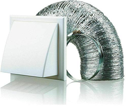 Cooker Hood Wall Ventilation Duct Cowled Grille Shutter Vent Kit Bathroom Fan or Kitchen Hob Extractor (4 White)
