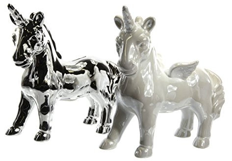 1 x riesige wunderschöne Spardose,Sparbüchse Einhorn, liegend, weiß perlmut oder chrom ca. 25 cm