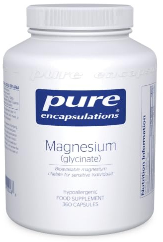 Pure Encapsulations Magnesium Glycinate 120mg, 360 Capsules | Reduces Tiredness & Supports Nervous System, 120mg Bioavailable Magnesium Glycinate Chelate, Hypoallergenic