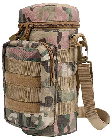 TsunNee Taktisch Flaschenhalter, Molle Wasserflaschenhalter, Militär Trinkflasche Beutel, Bottel Carrier, für Wandern Radfahren Laufen Camping (Rosa Tarnung)