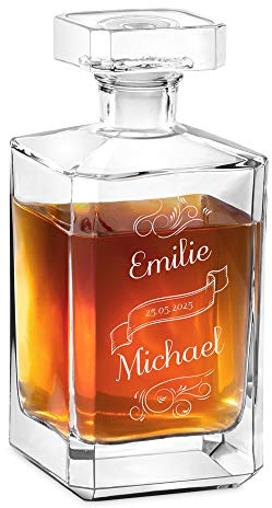 Maverton Whisky Karaffe mit Gravur - Whisky Dekanter - 700ml - Geschenk zur Hochzeit für Paar - Namen