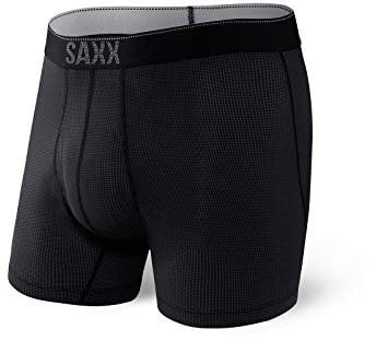 Saxx Unterwäsche Herren Boxershorts - Quest Schnelltrocknendes Mesh Herrenunterhosen - Boxershorts mit integrierter Pouch TM Unterstützung - Unterwäsche für Herren, Schwarz II, Mittel
