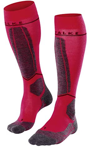 FALKE Damen Skisocken SK4 Energizing Light W Kh Wolle Funktionsmaterial mit Kompression 1 Paar, Rot Rose 8564, 35-36