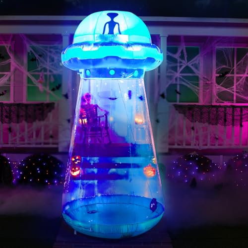 Joiedomi 2,7 m Aufblasbare Outdoor-Dekoration für Halloween, UFO-Dekor Mit LEDs für Hofdekoration Außen
