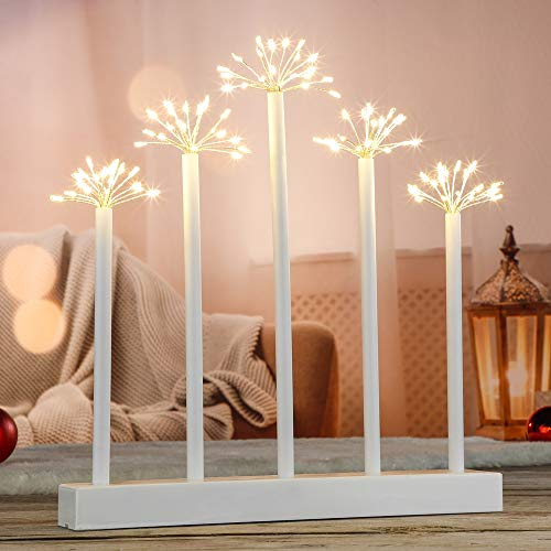 Stimmungsleuchter mit 100 LEDs warmweiss mit Sterneffekt je Stab mit 20 LEDs Weihnachtsdeko Fensterdeko Sterne Weihnachtsbeleuchtung LED Adventsleuchter Dekoleuchte Fensterleuchter Dekolampe batterie