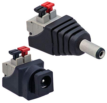 1x DC Buchse + 1x DC Stecker Hohl Adapter Kurz >Terminal Block 2 Pin Druck Klemmen Set
