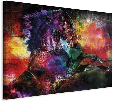 murando - Leinwandbild Pferd Abstrakt Farbflecken, 90x60 cm, 1-teilig | Hochwertige Leinwand, sofort aufhängbar, ideal fürs Wohn- oder Schlafzimmer, wasserfest und lichtecht, langlebig, stilvoll