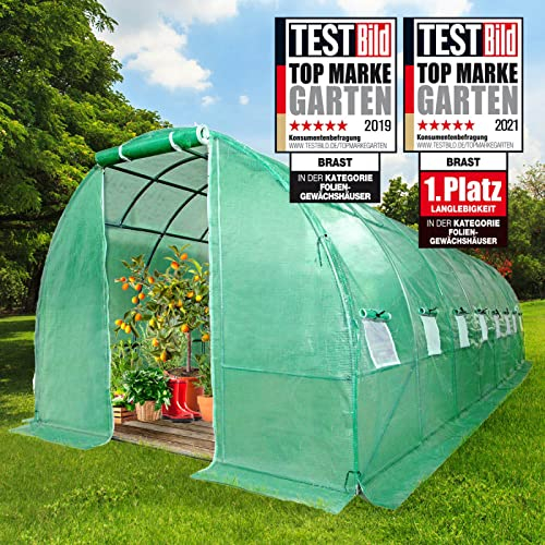 BRAST Serre de Jardin 24m2 (3x8), extrêmement stable -4 tailles diff.-: Tubes d’acier galvanisés et Film spéciale de protect grillagé 175 g/m2 aération optimale montage rapide serre de jardin tunnel