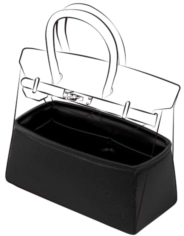 DGAZ Satin Handtaschen Organizer für Birkin 25, Tasche in Tasche, Schwarz | Luxuriöse Satin-Innentasche, Perfekte Passform, Sanfter Schutz, Leicht