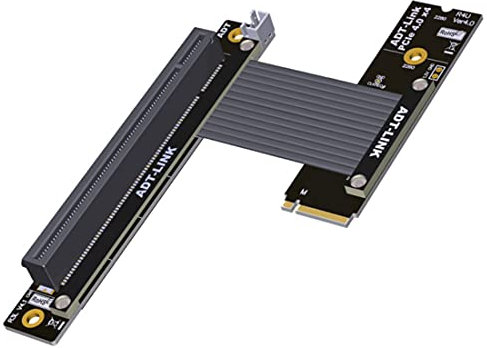 ADT-LINK M.2 NVMe Key M to PCI Express 4.0 x16 Extender Adapter Cable Support M.2 NVMe SSD for GPU Graphics Video Cards with Sata Power Cable 64G/BPS (15cm,R43UL 4.0)