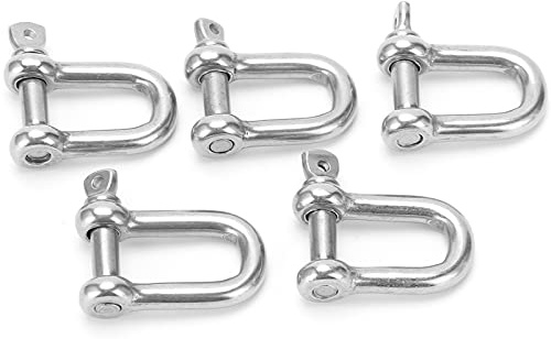 Gerade D Schäkel, 5 Stück M6 Gerade D Schäkel Kurz 304 Edelstahl Brechen D Rigging Schäkel Haken Boot Bootfahren