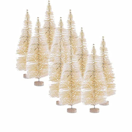Betos Weißer Weihnachtsbaum, künstliche Frostbäume, 6,5–16 cm, Tisch-Weihnachtsbäume, kleine Tannenbäume mit Holzsockel, Mini-Weihnachtsbäume für Weihnachten, Party, Zuhause, Büro, Innendekoration