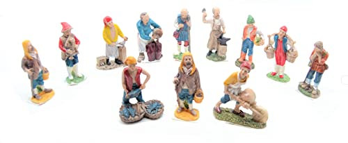 12 x figuritas de Navidad 10cm. Conjunto de Escena de Natividad, Figuras de Agricultores. Trabajadores de Animales. Accesorios de la casa de muñecas Jesús. Hombres oficios belén, Dios