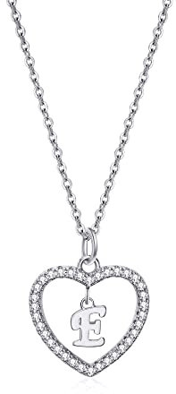 ZYAWP Heart Initial Necklace for Women Personalised Silver Necklace Letter E Name Pendant a Necklaces CZ Jewelry Message Card Gifts for Girls