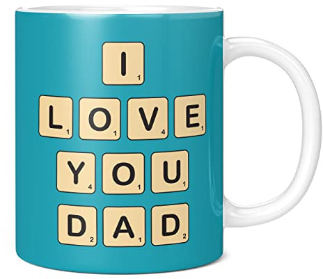 Mug Monster - I Love You Dad Mug, Word Game Themed Father's Day or Birthday Gift - Ceramic Coffee Cup, Gift for Men or Women, Extra Large and Giant Available, 20oz White