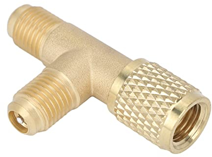 Jiawu Füllung Kühlmittel Sicherheitsventil, T-Stück Messing Kältemittel, Klimaanlage, 1/4'' Adapter Durchflussregelventil Anschluss und für R22 R12 R134, Jiawukmy2