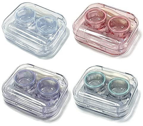 Howinn Colorful Contact Lens Cases Contact Lens Cases Outdoor Clear Contact Lens Case Mini Storage Kit for Travel and Home Pink Green Blue Purple, Pink, Green, Blue, Purple, Simple and portable
