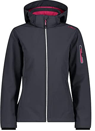 CMP - Damen-Softshelljacke mit abnehmbarer Kapuze, Titan-Fuchsia, D34