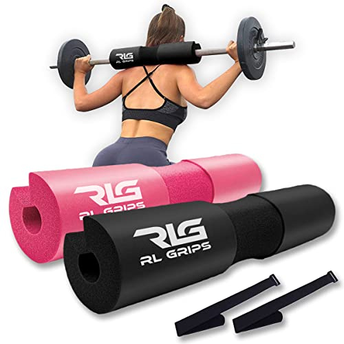 RL Grips® Almohadilla Hip Thrust y Sentadillas Ergonómica | Protector de Barra Gym Acolchado con Espuma de Alta Densidad | Almohadilla Protectora para Barra y Pesas de Gimnasio (Negro)
