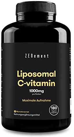 Liposomal Vitamin C 1000mg per Serving | Maximum Absorption, Antioxidant | 180 Capsules, (3-Month Supply) | Supports The Immune System and Reduces Fatigue | Vegan, Soy Free | Zenement