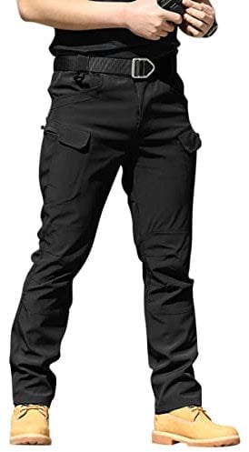 Onsoyours Pantalon Cargo Homme Multipoches Zippé Mince Pantalon Combat Pantalon de Travail Imperméable Pantalon Militaire Tactique pour Casual Activités en Plein Air A Noir XL