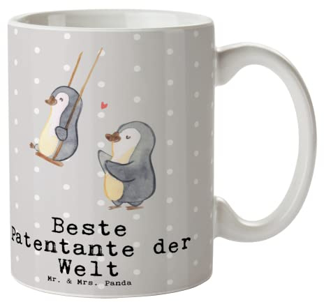 Mr. & Mrs. Panda Teetasse Pinguin Beste Patentante der Welt - Geschenk, schöne tasse, Kaffeebecher, Dankeschön, Familie, Neffe, Kaffeetasse, Taufe, Nichte, mit Motiv, Geschenkidee, Becher