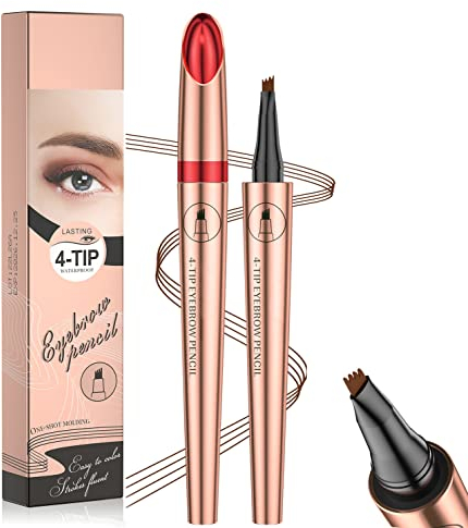 Wasserdichter 3D Augenbrauenstift,Microblading Augenbrauenstift,2024 Neuestes 4 Gabelspitzen Tätowierungsstift,Augenbrauen Färben für Einen Natürlichen Look,Light Coffee