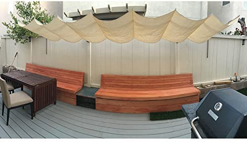 Auvent De Pergola Couverture D'ombrage De Remplacement, Fil Coulissant Vague Voile De Protection Solaire Auvent Rétractable Perméable pour Treillis en Bois Gazebo (Couleur : Beige, Taille : 1.5x5m)