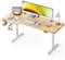 FEZIBO L-förmiges Schreibtisch Höhenverstellbar Elektrisch, 160cm Höhenverstellbarer Stehtisch, Home Office mit Spleißbrett, Weißer Rahmen/Hellbraun Tischplatte