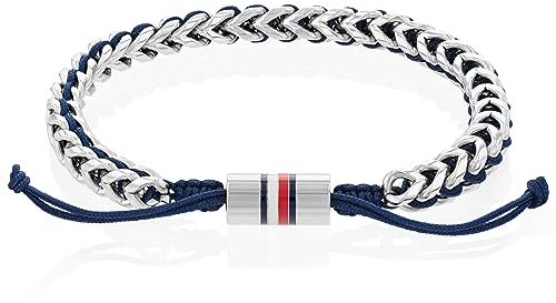 Tommy Hilfiger Jewelry Herren-Armband aus Edelstahl und Nylon verflochten mit verstellbarem Verschluss - Erhältlich in verschiedenen Farben
