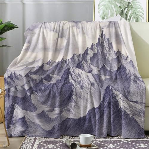 ECOTOS Kuscheldecke Flauschig Berge, Große Decke Fleecedecke 220x240 Landschaft, Flanell Sofadecke Blanket XXL, Wohndecke Schlafdecke Winter Warm Weich, Deko Decken für Couch Bed