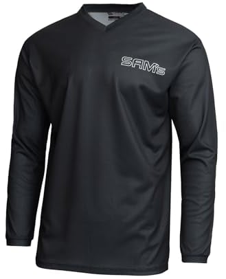 Sam's Herren Motocross-Shirt MX Jersey Langarm, Atmungsaktiv Dirt Enduro MTB Mountainbike Trikot, Schwarz/LogoSmall Weiß, M, SMJ-01
