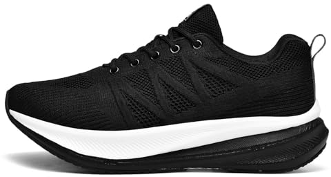 EaseWalk Laufschuhe Damen Herren Sportschuhe Turnschuhe mit Dicker Sohle Outdoor Fitness Gym Sneaker Black 40