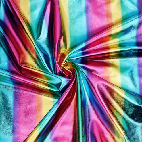 MAYJOYDIY Bunter Glitzernder Hologramm Spandex Stoff 1 × 1.5 m Glänzender Polyester Spandex Stretchstoff Zum Selbermachen Weihnachtsbasteln Und Nähen Kostüm Bühnenauftrittskleidung Partydekor