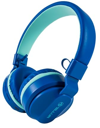TELLUR Buddy On-Ear-Bluetooth-Kopfhörer, BT v5.3, bis zu 25 Stunden, USB-C-Kopfhörer mit Mikrofon, maximale Empfindlichkeitstaste 85 dB für Kinder, weiches und leichtes Design, faltbar (Blau)