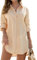 RITOSTA Women Beach Cover Up Button Down Shirt Beachwear Beach Dresses Long Sleeve Blouse Swimwear Bikini Swimsuit Cover Up Casual Shirt Dresses with Pocket (Khaki,M)