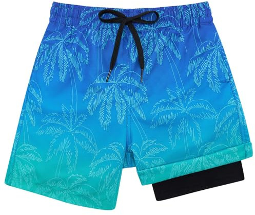 Kids4ever Maillot de Bain pour garçon à séchage Rapide Doublure de Compression Boxer Anti-frottement Maillot de Bain Short de Plage Surf 7-18 Ans